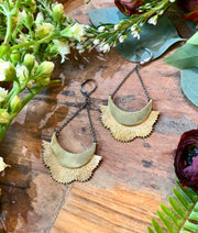 handmade Brass sunburst pendant earrings 