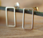 Gold rectangle Earrings - GEE503 - Harlow Jewelry - 2