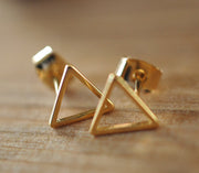 Gold Triangle Earrings - GEE514 - Harlow Jewelry - 2
