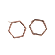 Rose Gold Hexagon Earrings -GEE507 - Harlow Jewelry - 1