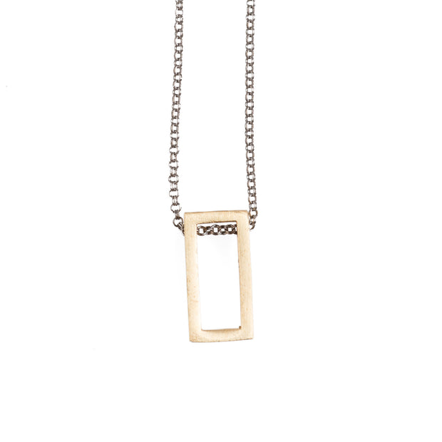 Brass Rectangle Necklace - GEN507 - Harlow Jewelry - 1