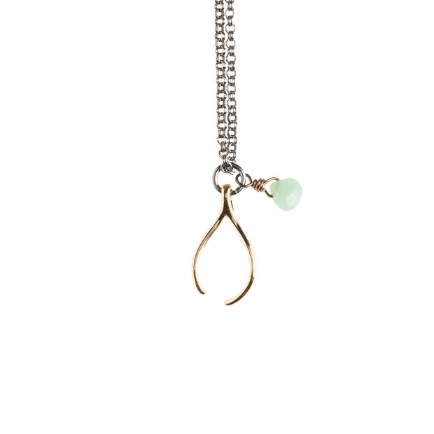 Gold Wishbone Necklace - GEN516 - Harlow Jewelry - 1