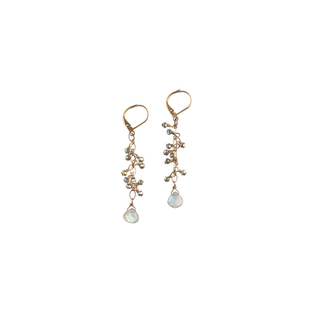 Labradorite With Crystal Cascade Earrings - NHE07 - Harlow Jewelry