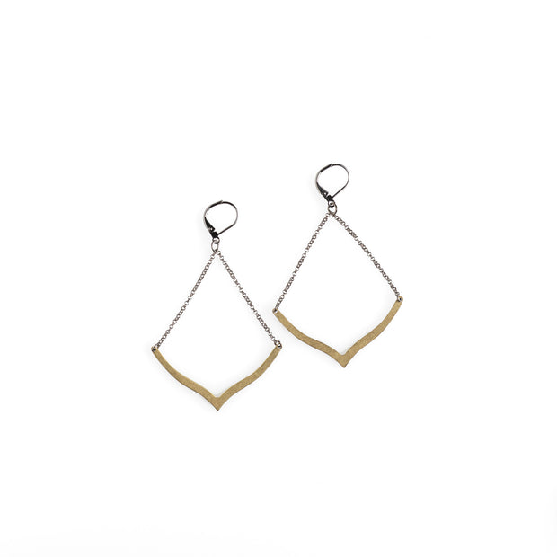 Brass Chevron Earrings - NHE34 - Harlow Jewelry