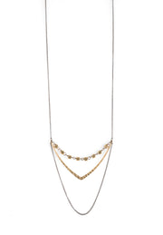 Gold Chevron Necklace With Brass Hexagons harlow jewelry handmade jewelry