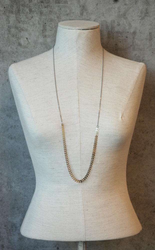 Long Delicate Fishbone Chain Necklace harlow jewelry handmade jewelry