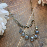 7 Labradorite Drops And Tiny Crystal Necklace harrow jewelry handmade jewelry 