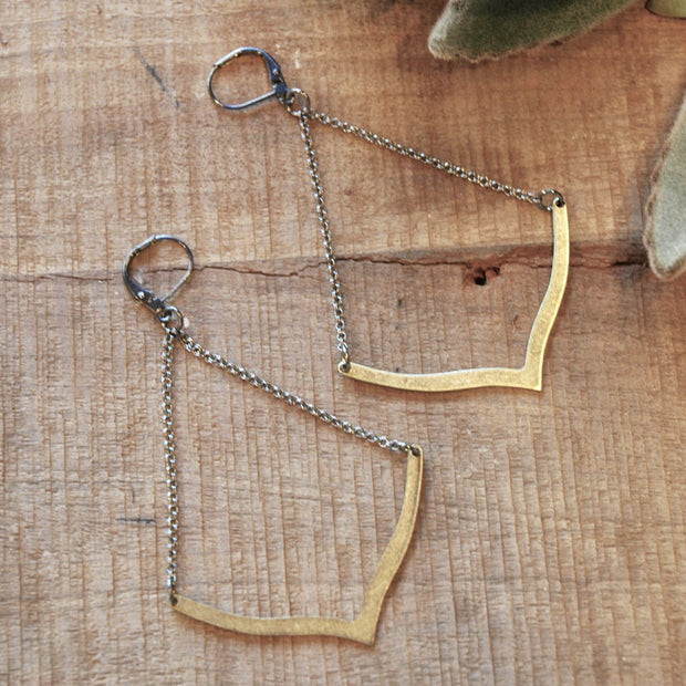 brass chevron earrings harlow jewelry handmade earrings