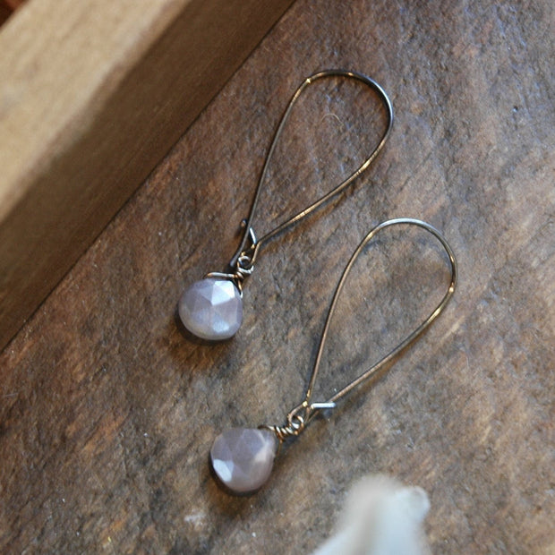 Single Blush Moonstone Earrings harlow jewelry handmade earrings