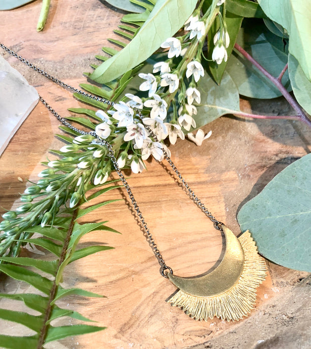 handmade Brass sunburst pendant necklace
