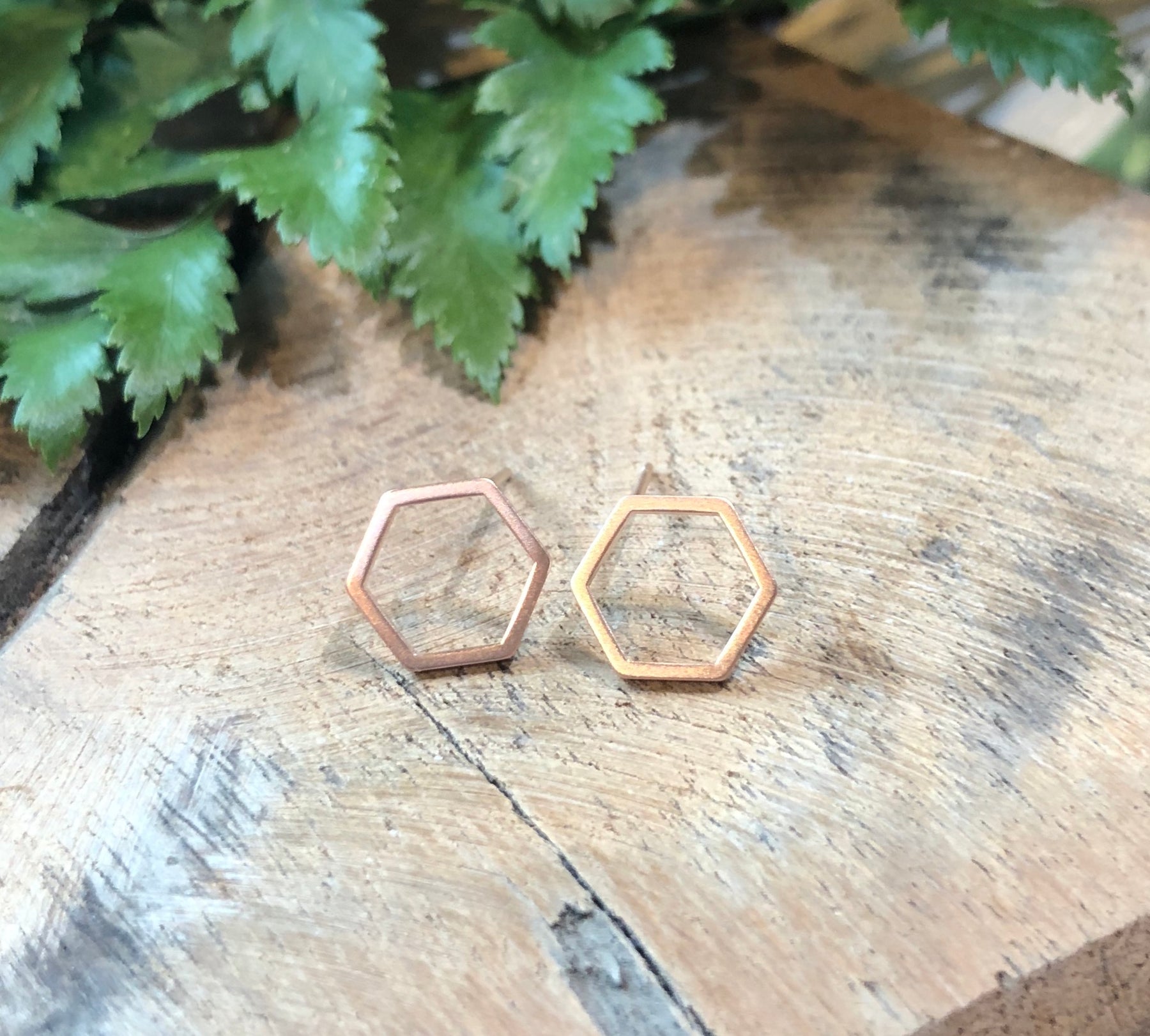 Rose gold hot sale hexagon earrings